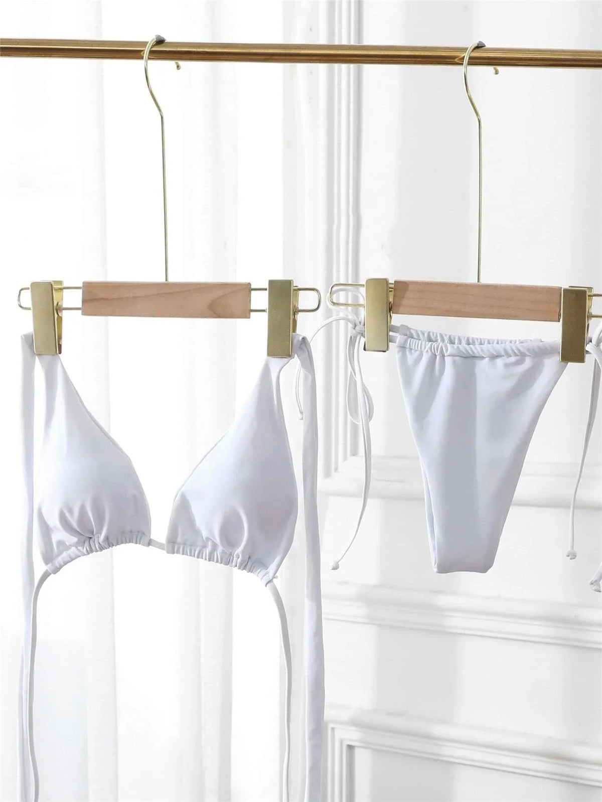 Plain Tie Side Bikini Swimsuit