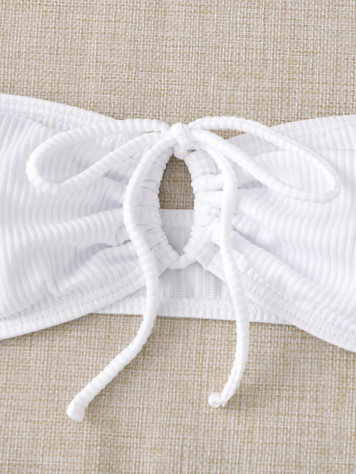 Rib Tie Front Bandeau Bikini